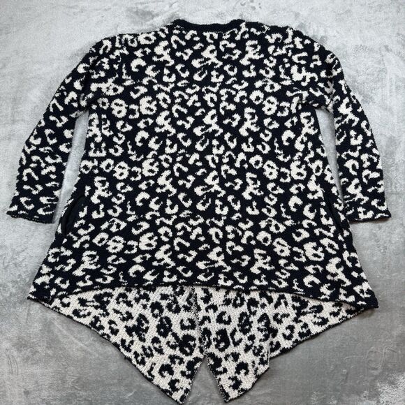 UGG Sweater Women L Black Ivory Animal Print Phoebe Cozycore Print Wrap Cardigan - Picture 2 of 8